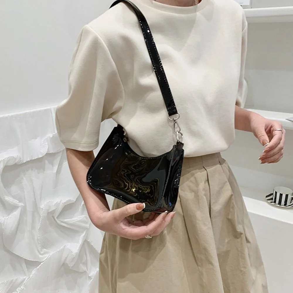 Fashion Jelly Color PVC Transparent Shoulder Bag Transparent Clear Crossbody Bag Korean Style Square Handbag Beach