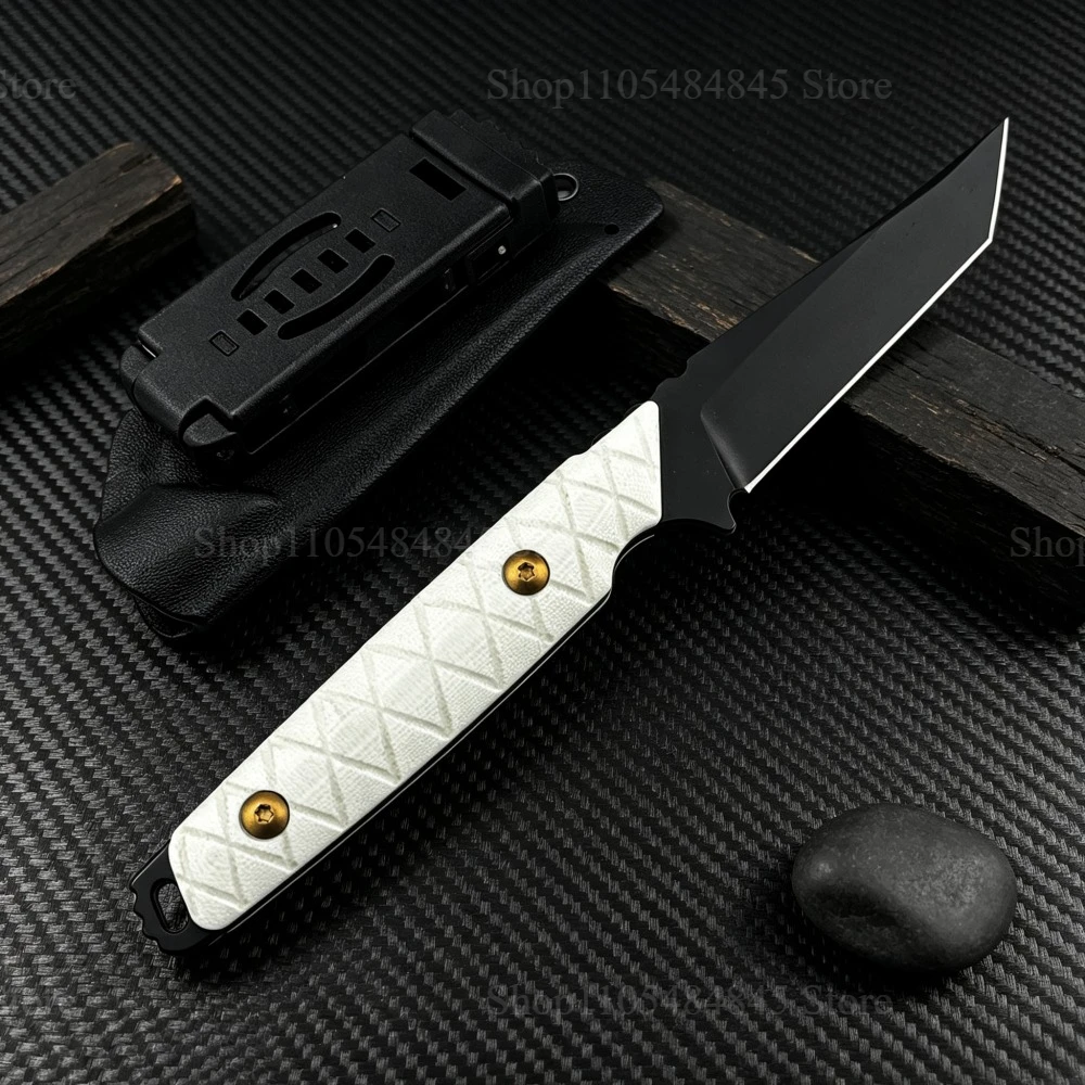 高硬度d2鋼製固定刃ナイフ-キャンプ-釣り用携帯ナイフ-荒野登山-ピクニックツール-g10ハンドル-カイデックスシース付き