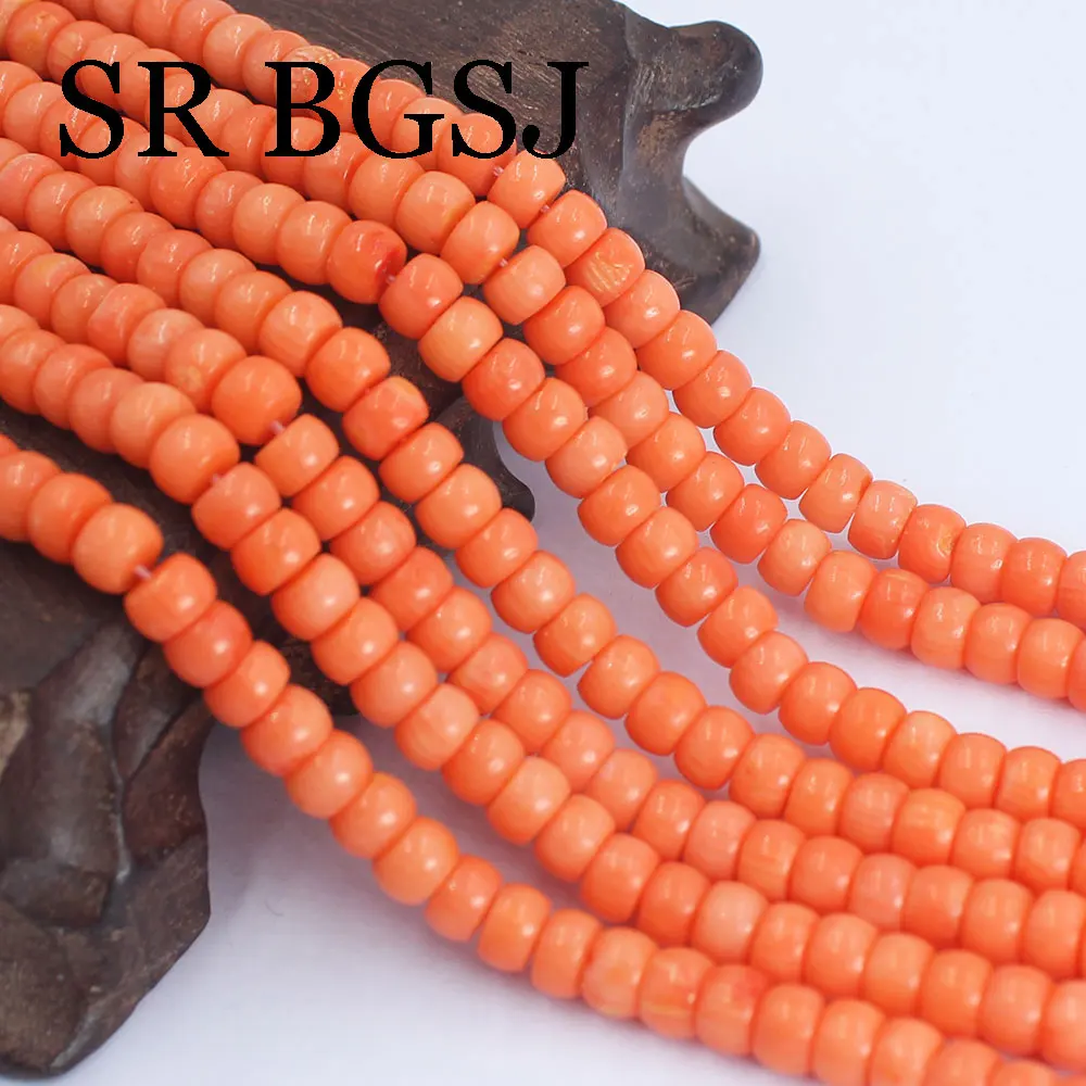 4x6mm Different Shape Rondelle Drum Column Jewelry DIY Loose Natural Spacer Vintage Seed Orange Coral Beads 15\