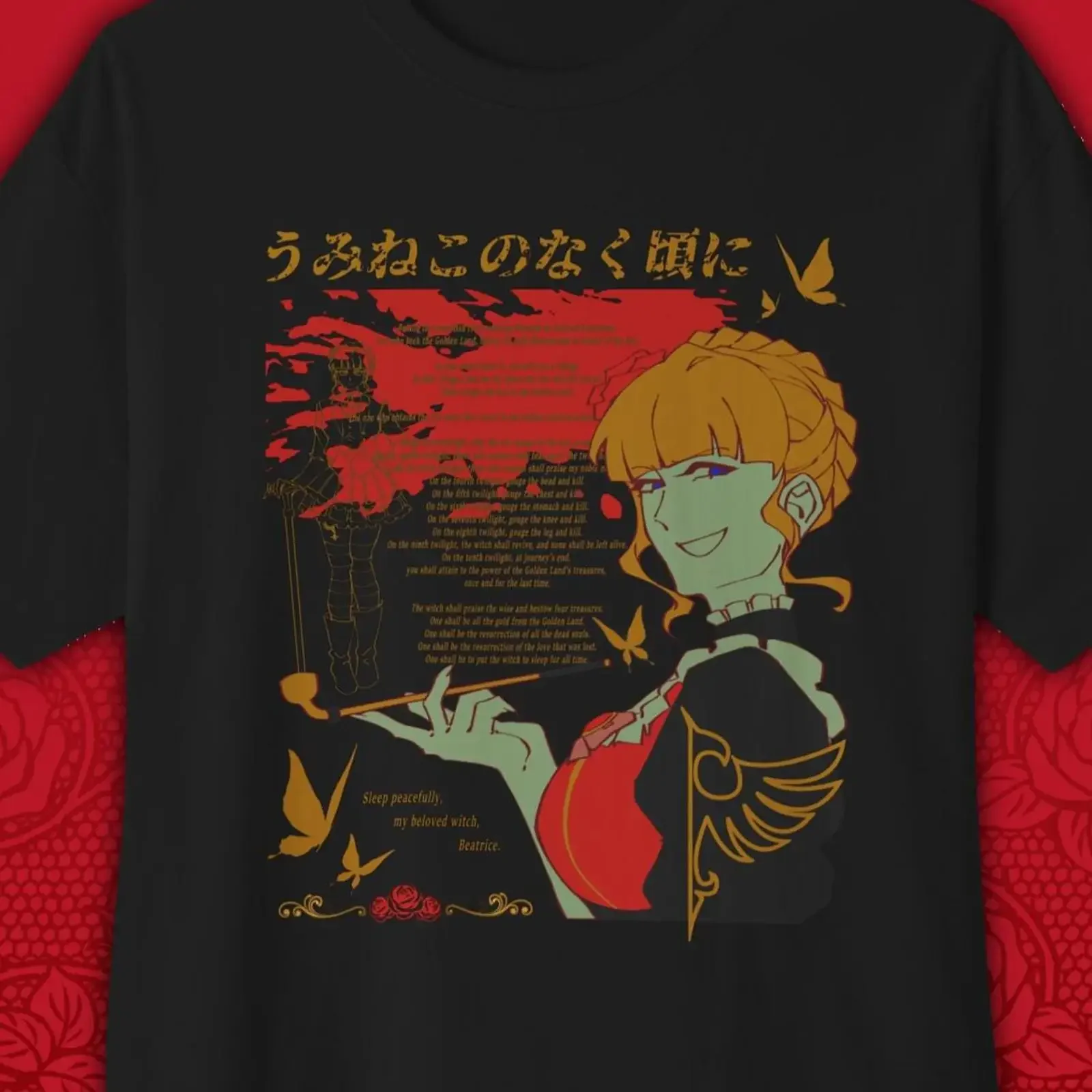 PRE ORDER Umineko Beatrice T shirt vintage Washed Unisex streetwear Versatile Casual designer clothes Top For Everyday Wear