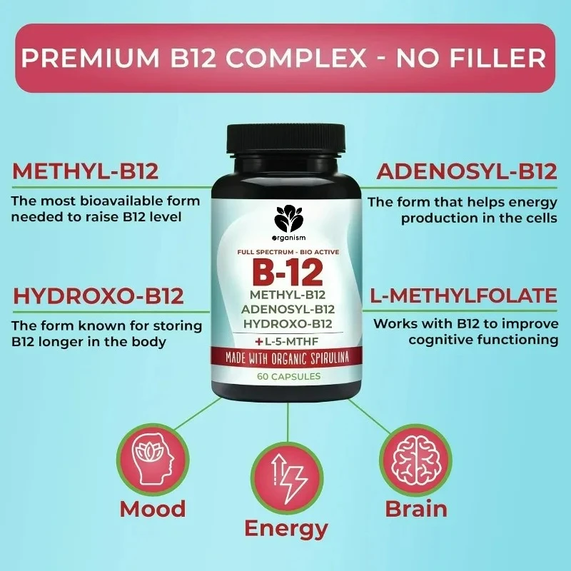 Vitamin B12 5000 mcg supplement contains methylcobalamin, adenosyl cobalamin, and hydroxyB12 complex