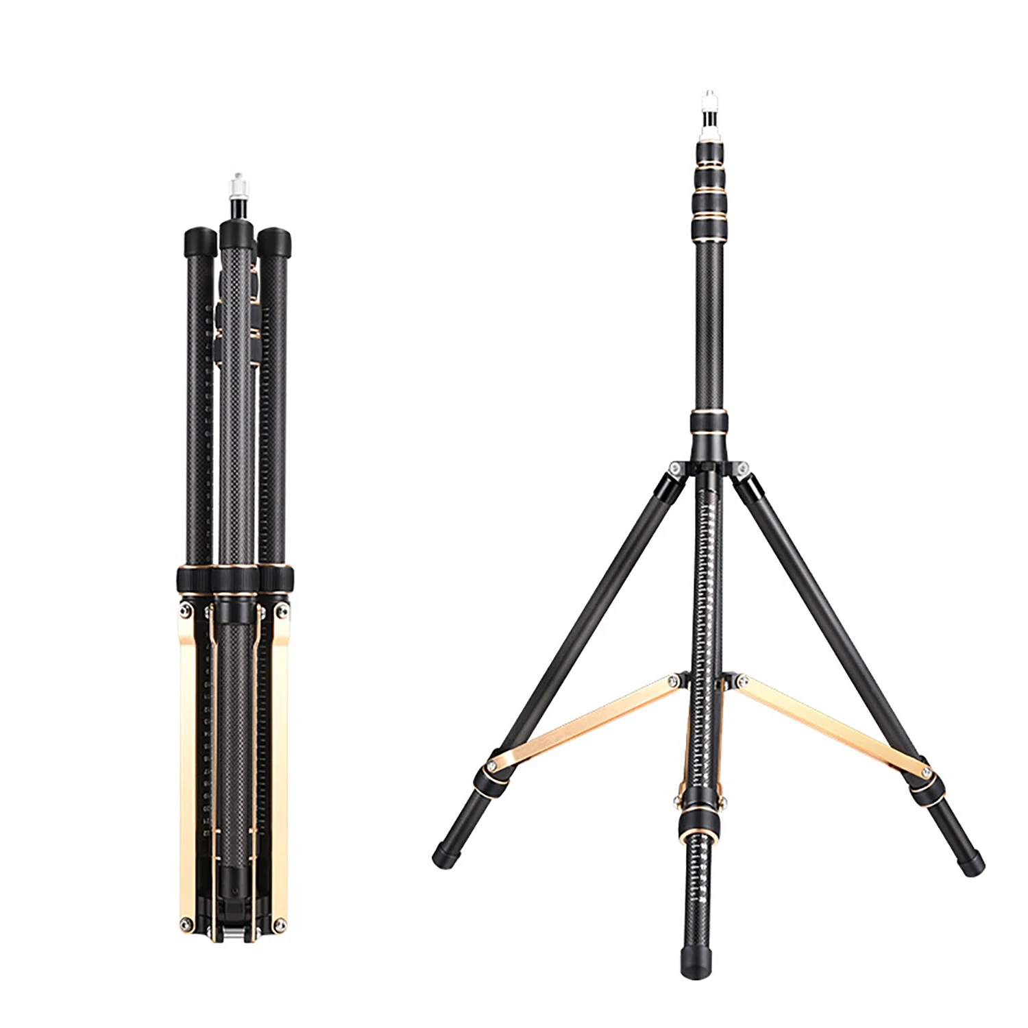 Fosoto SL285 Gold Carbon Fiber Led Light Tripod Stand& 1/4 screws For Photo Studio Photographic Lighting Flash LED Light