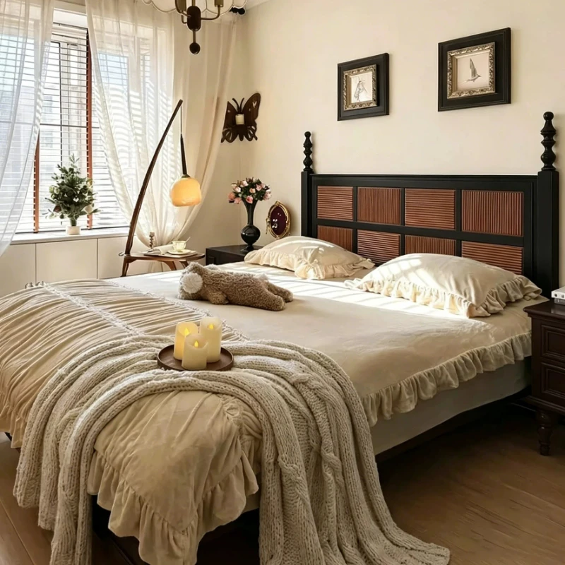 Bedroom Luxury Bed Queen Modern Children Girls Full Headboards Single Bed Sleeping Double Letto Matrimoniale Trendy Furniture