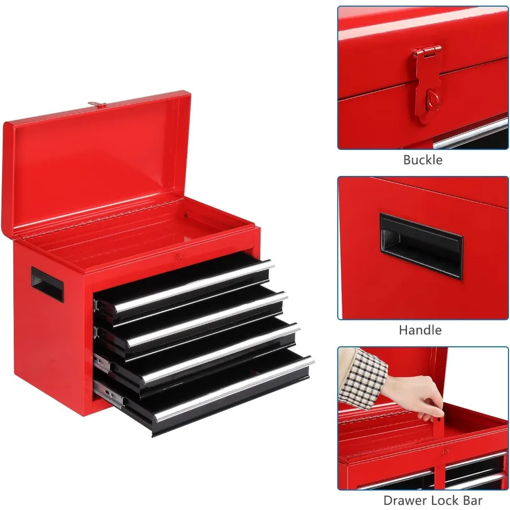 5-Drawer Rolling Tool Chest with Lockable Wheels, Detachable Top, Adjustable Shelf, Mechanic's Tool Storage Cabinet