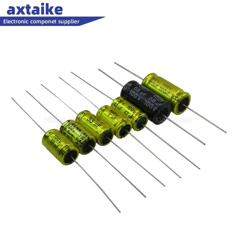 

10PCS 100V 2.2UF 3.3UUF 4.7/6.8 10UF 15/22/33 47UF 10x16mm Frequency Division Promise NP Axial Horizontal Electrolytic Capacitor