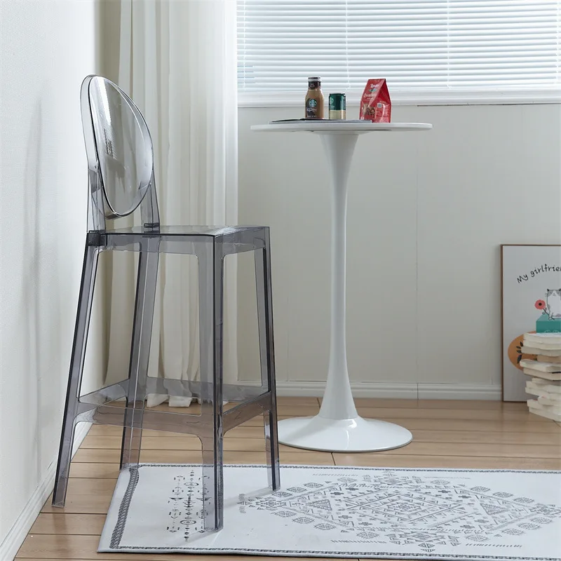 

Transparent bar chair Personalized fashion home high Outdoor acrylic back Simple crystal bar