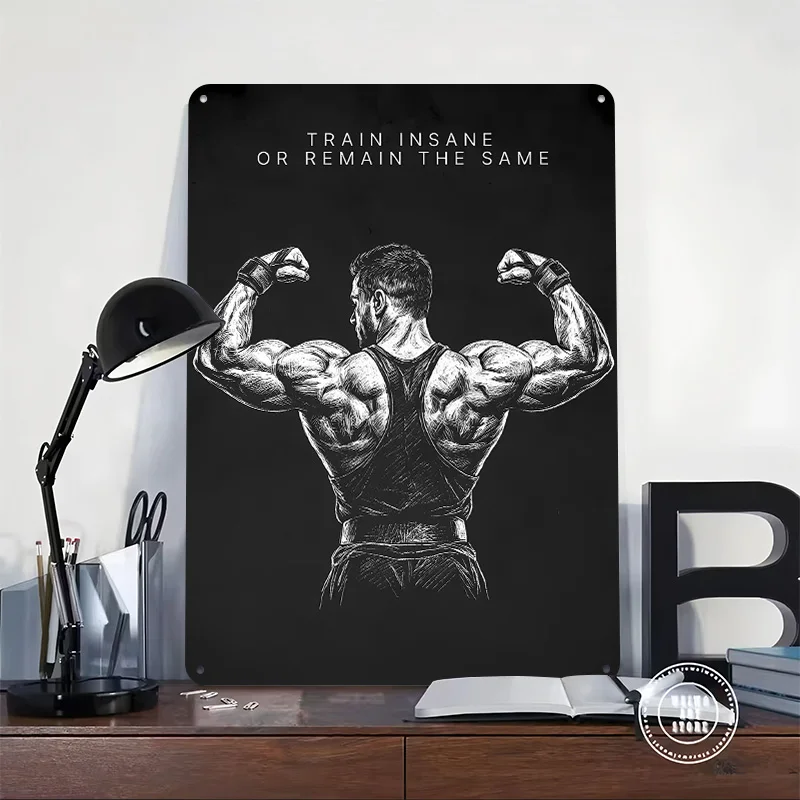 Train Insane or Remain the Same Metal Poster Custom Wall Art Retro Vintage Tinplate Signs for Man Cave Setup Decorations Home