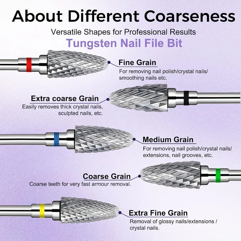1/5PCS Tungsten Carbid Nail Drill Bits Rotary Corn Head Manicure Drill Accessory Milling Cutters Nail Gel Remover Polish Tools view 5