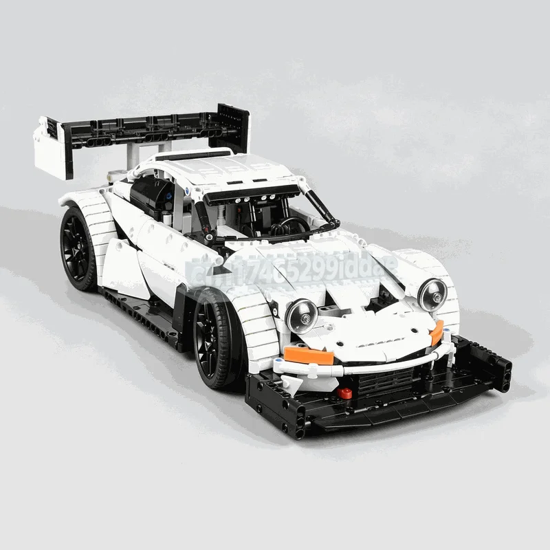 1752PCS White Racing Sports Car Building Blocks Technical Vehicle Model Mechanical Functions Creative DIY Assembly Display Gift