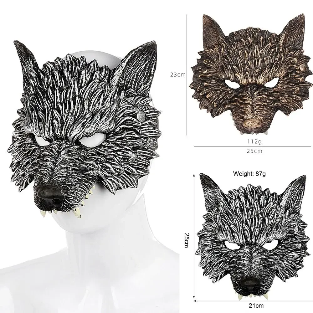 3D Realistic Werewolf Mask Soft PU Foam Wolf Head Mask Mysterious Halloween Cosplay Animal Mask Costume Prop Party Decoration