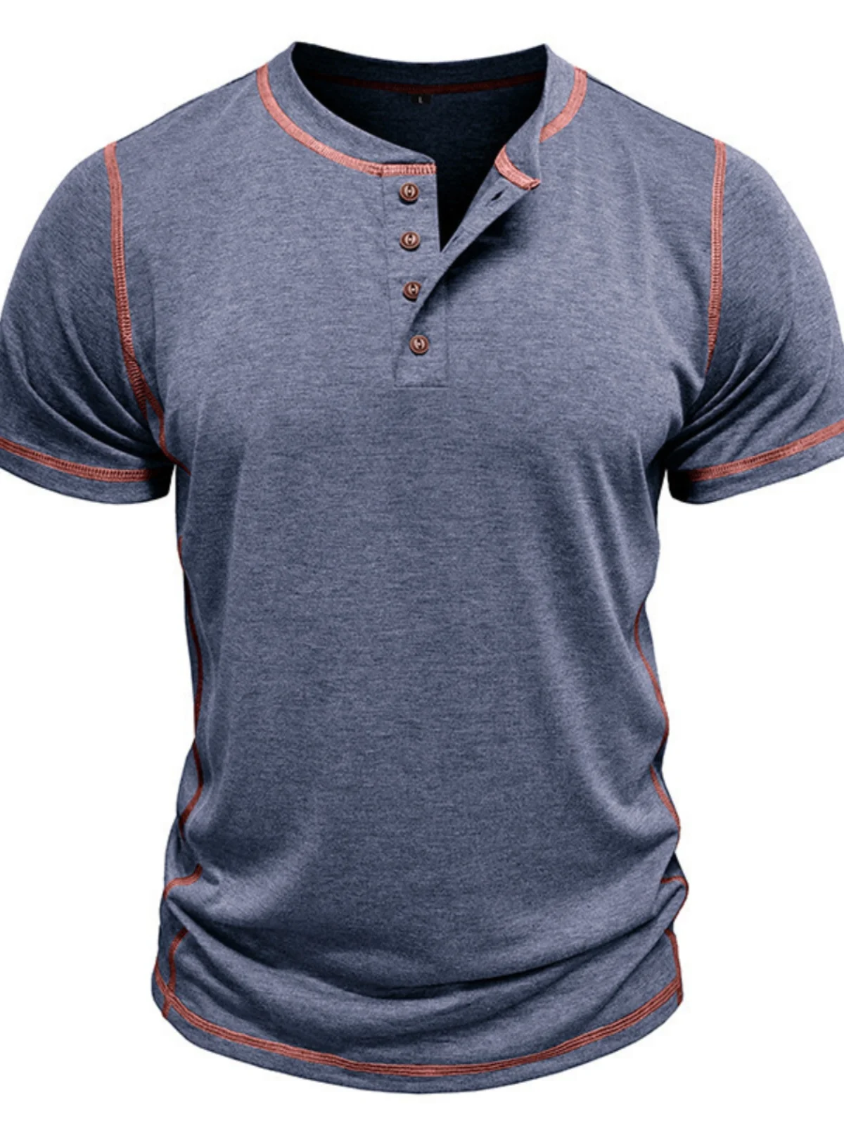 

Men's Summer ort Sve round Ne T-irt Henry irt Modern Sle Slim Fit Cotton Blend Casual Top Youth Faion