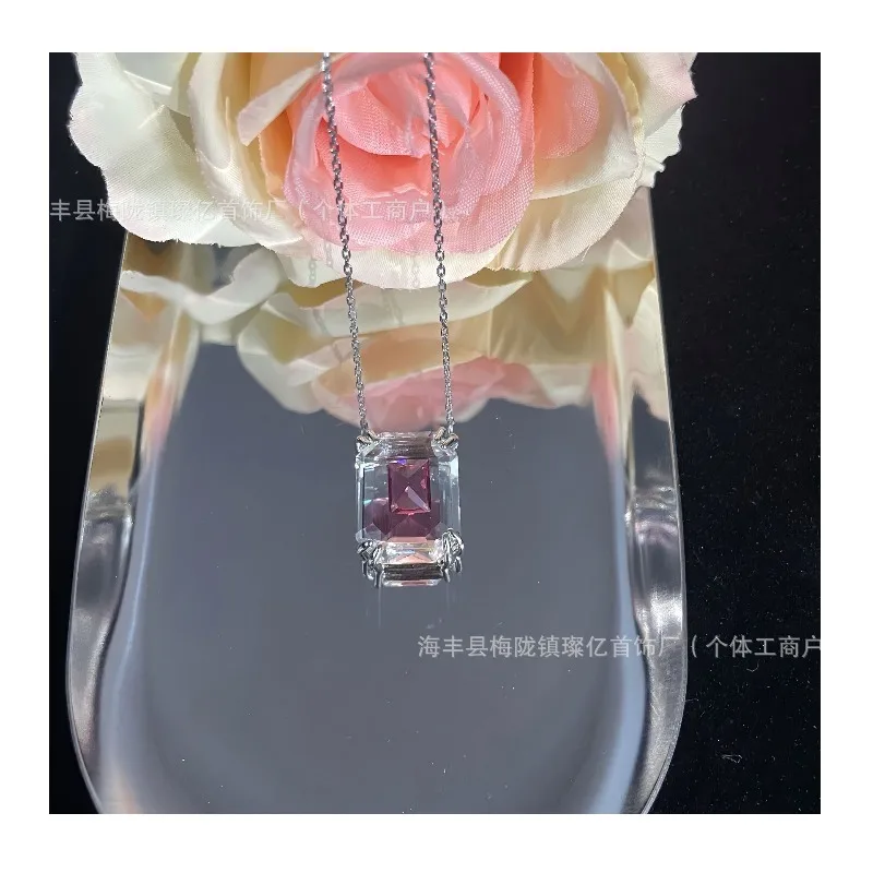 

Shijia Precision Edition Series Sugar Cube Transparent Necklace, Octagonal Cut Crystal Earrings, High-end and Light Luxury