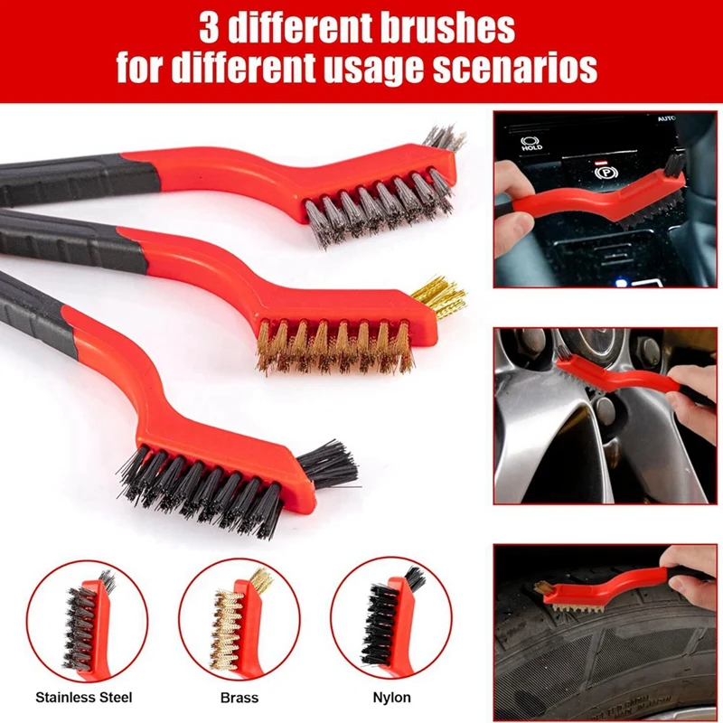 18 PCS Car Cleaning Tools Kit, Car Detailing Brush Set With Drill Attachment Set, Car Wash Kit (Red) Easy Install