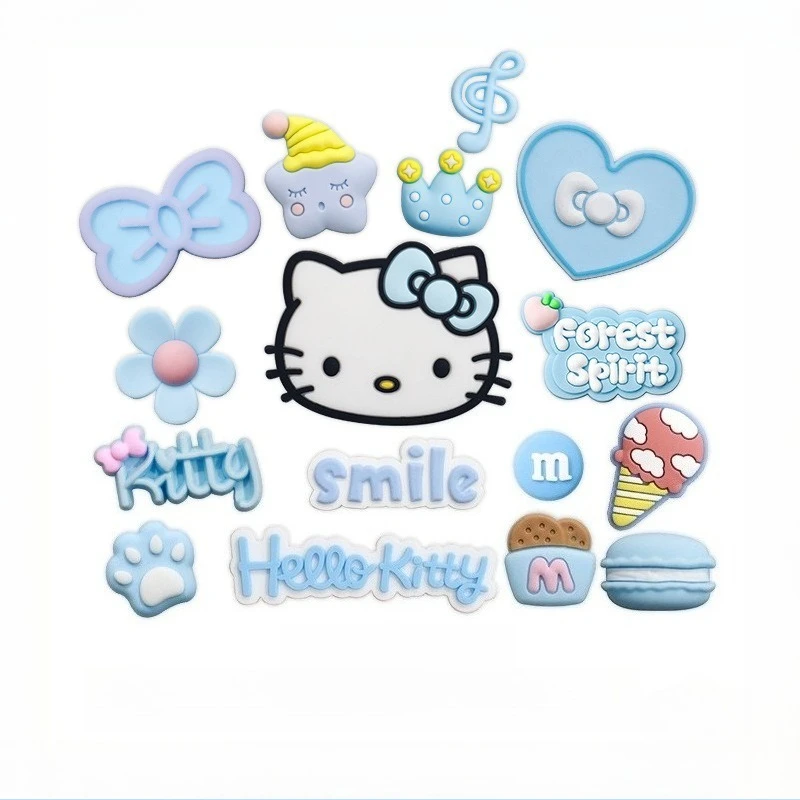 Mesuca apaisant bleu Hello Kitty accessoires de chaussures pour sabots rĂȘveur bricolage breloques de chaussures coeur arc Notes de musique accessoires de chaussures