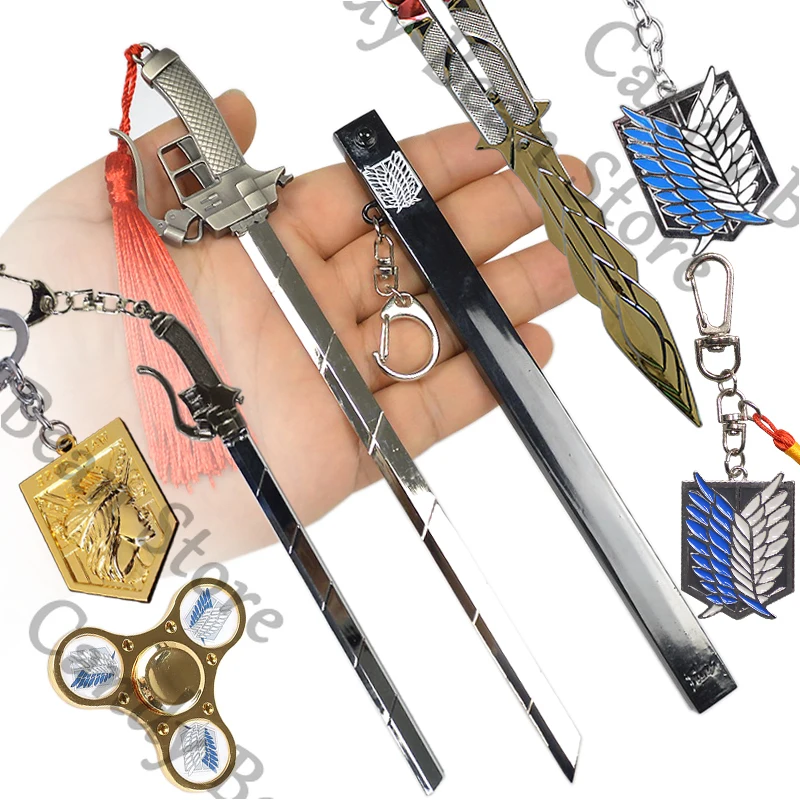 Anime attaque sur Titan Levi Ackerman Eren Jaeger Mikasa · Ackerman Cosplay dessin animé arme en métal modèle printemps Double épée large