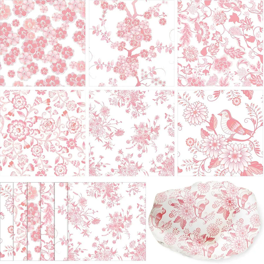 Pink Floral Bird Paper Napkins 36Pcs Disposable Decorative Napkin for Wedding Bridal Shower Birthday Party Table Decor Supplies