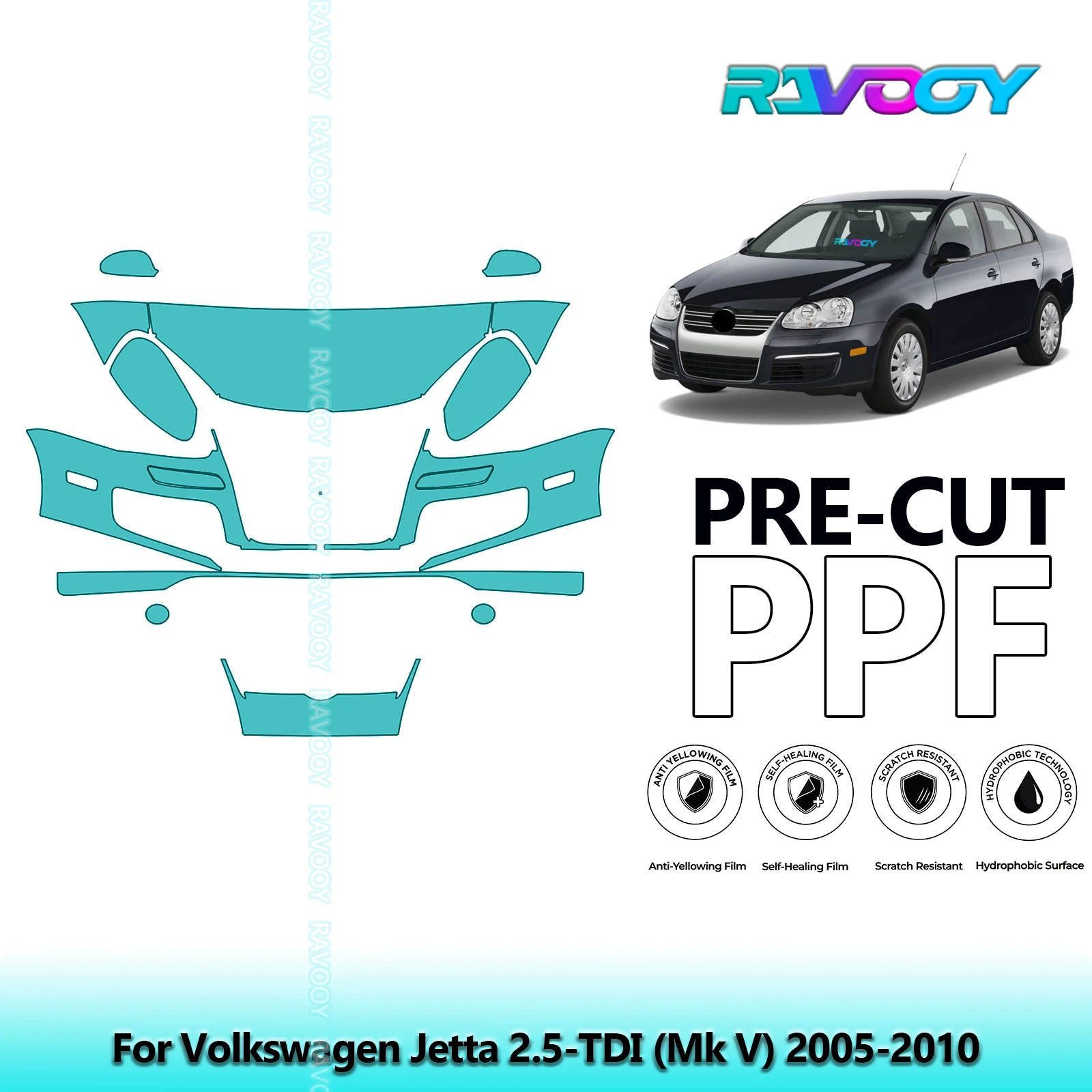 

Car Front Kit Clear Bra Precut PPF Paint Protection Film For Volkswagen Jetta 2.5-TDI (Mk V) 2005-2010