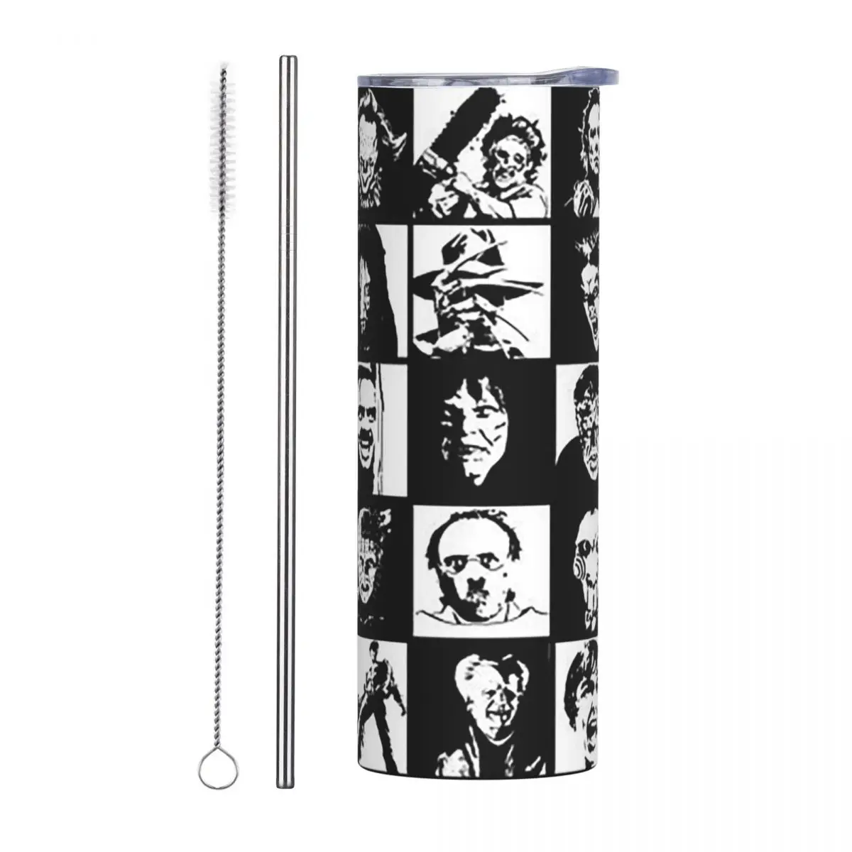 Horror Iconz Stainless Steel Tumbler Vacuum Insulated Mug Thermal Cold Bottle Straws With Lid 20oz
