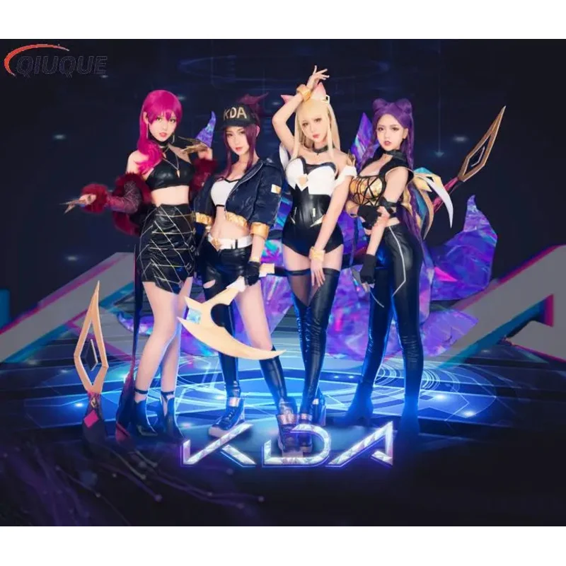 KDA-女性のためのアカリコスプレコスチューム,ハロウィーンの衣装,ahri,kaisa,evelynn,game,lol,k,da,cosplay,outfit,coat,halloween,rz1224