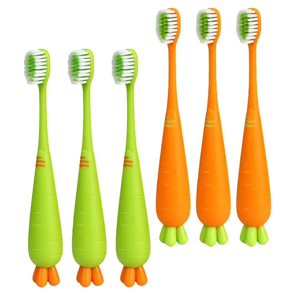 

6Pcs Kids Toothbrush Soft Bristle Manual Tooth Brush Carrot Kids Teeth Brush Gentle Gum Massage Children Oral Care