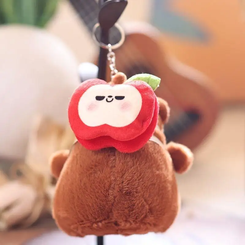 Cute Fruits Capybara Plush Keychain Cartoon Stuffed Animal Doll Keyring Bag Pendant Backpack Hanging Decoration Gifts