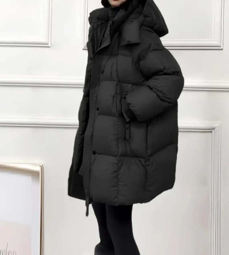 Winter Jacket New Style Fashionable Thick and Warm Mid-length Loose-fitting Down and Cotton Coat for Autumn and Winter Seasons
