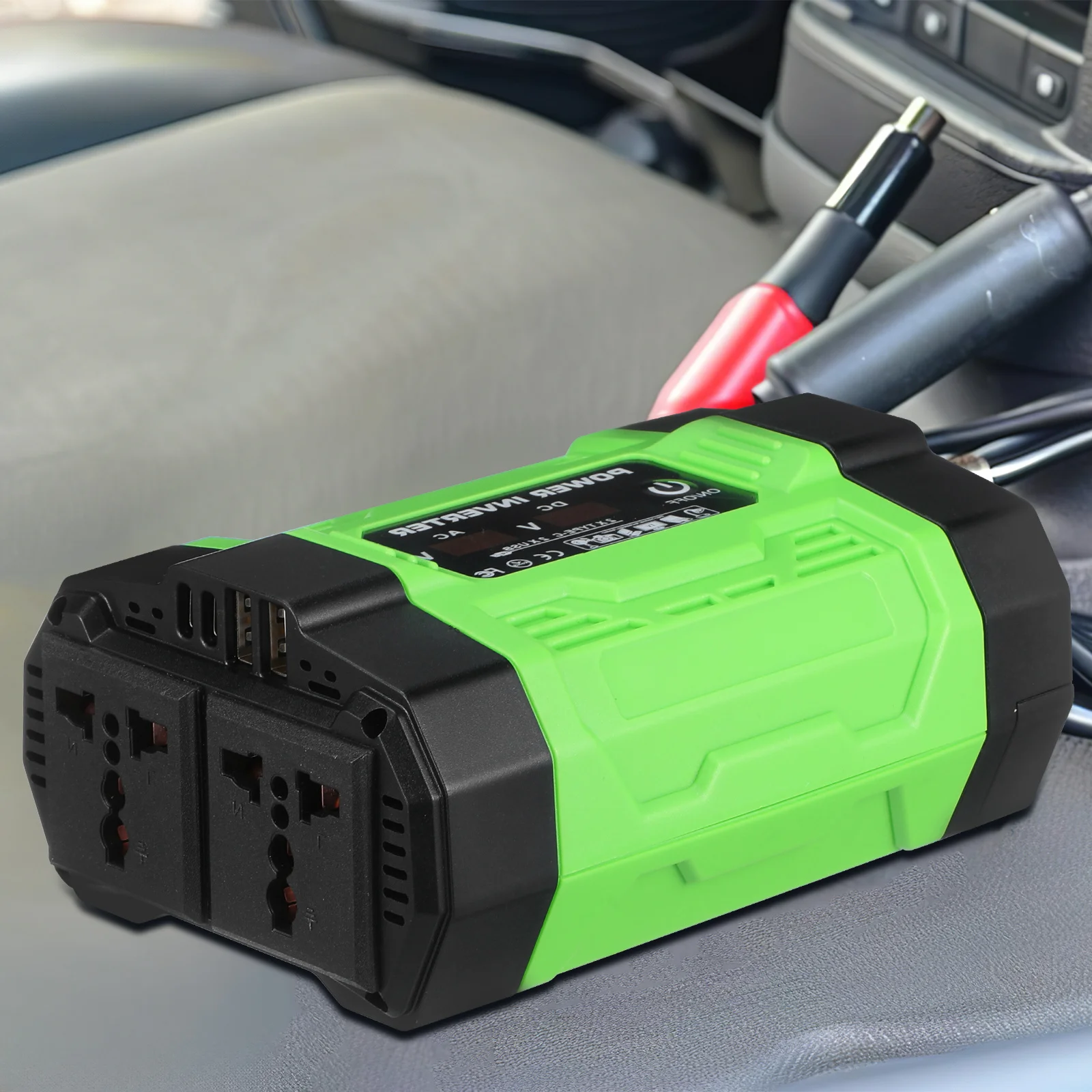 

300W Automotive Inverter Dual Ac Outlets USB Type-C LCD Screen Low Voltage Protection Ideal for Travel Camping Power Outages