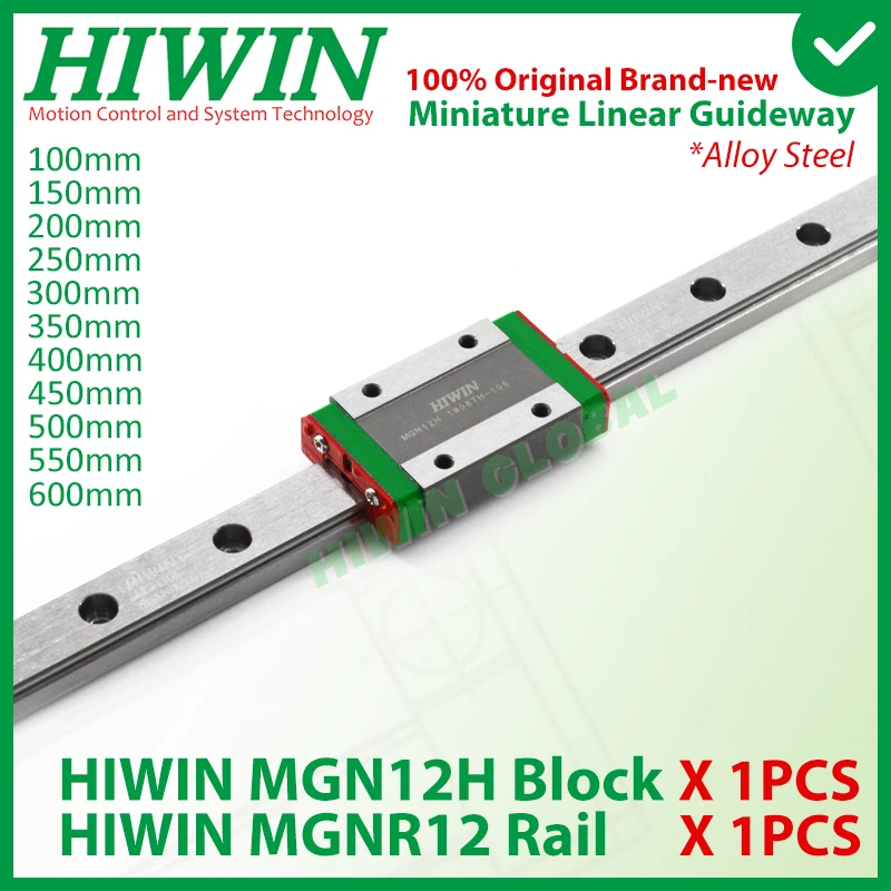 

HIWIN MGN12H Alloy Steel Slide Block MGN12 Linear Guide Rail 300 350 400 450 500 550 600mm 3D Printer Carriage Brand New CNC