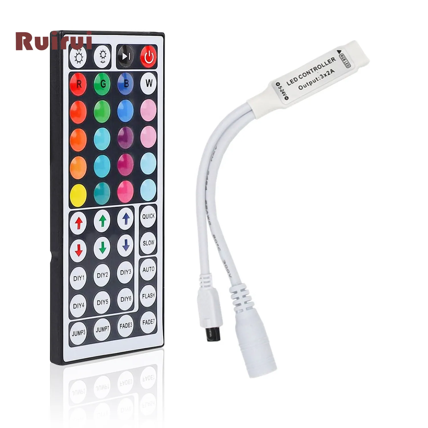 

100pcs 44Key Mini IR Remote Controller With Mini Receiver For 3528/5050 RGB LED Strip Light /Led Tape Controller DC5-24V