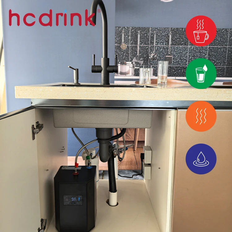 Iwater 4 in 1 Mode Under Sink Counter Instant Water Heater Filter System Rotatable Pull Down Hot Boiling Drinking Water Tap