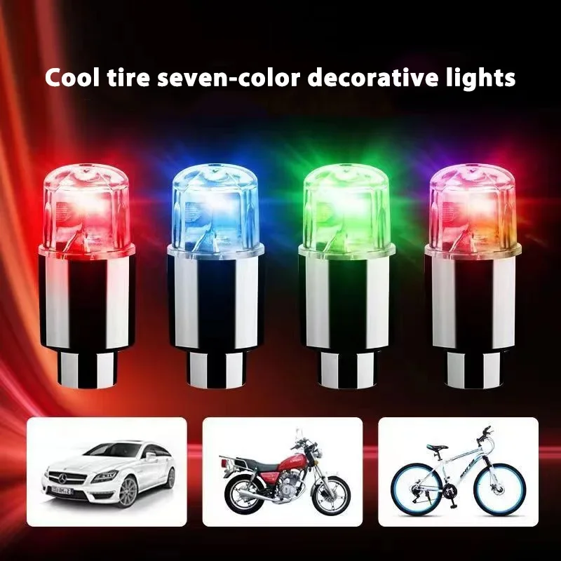 2/4 Stück Bunte LED-Radventillichter für Motorräder, Fahrräder, Auto-Radreifenventilkappen, Universelle Staubdichte Fahrradventilabdeckung
