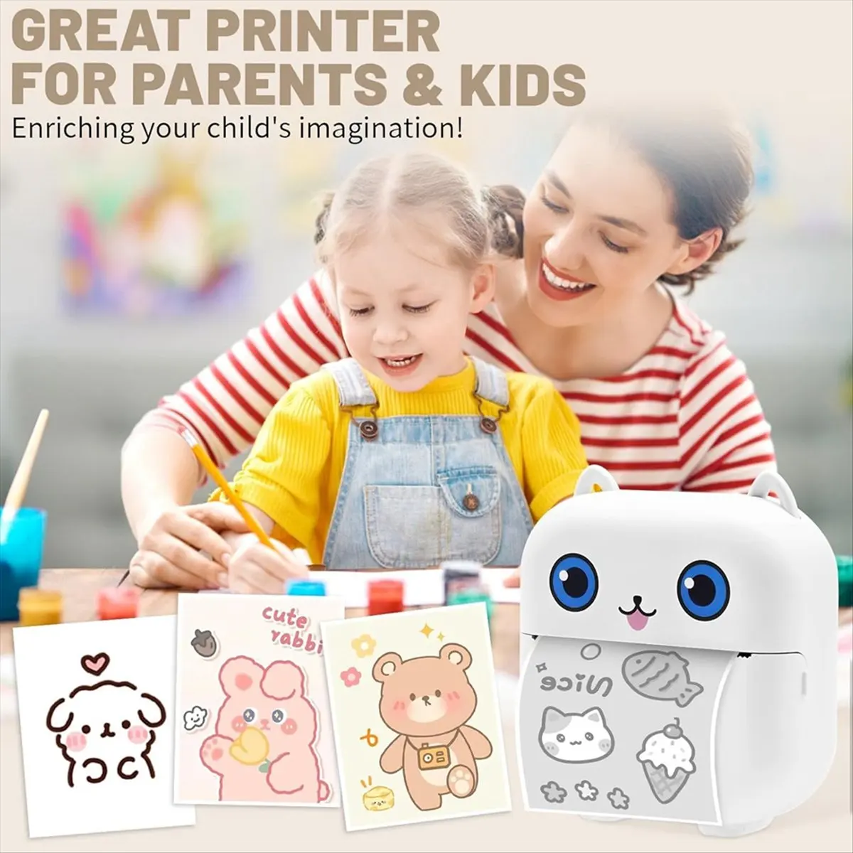 Carefree- Portable Bluetooth Thermal Inkless Label Maker Printer Mini Sticker Printer