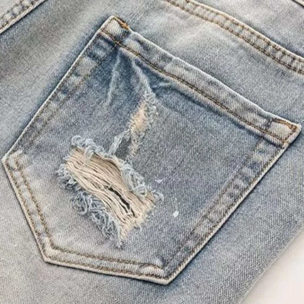 Mens Summer Distressed Shorts Fashion Slim Ripped Short Jeans Vintage Streetwear