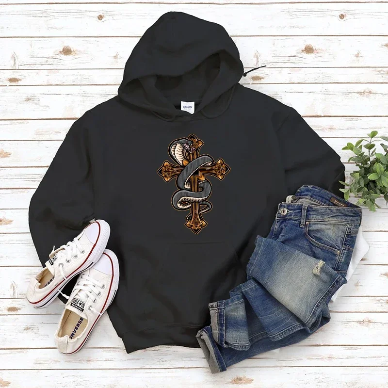 

Men's Gold Cross Print Designer Hoodies Man Faith Hooded Sweatshirt Autumn Winter Warm Clothing for Male Streetwear Tracksuit