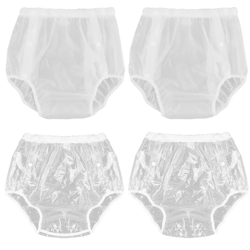 شفافة غطاء حفاضات من البولي يوريثان ملخصات المسنين الكبار الجانب أزرار إطباقية سلس البول الملابس الداخلية مقاوم للماء قابلة لإعادة الاستخدام حماية السراويل #6