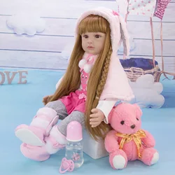 60cm Reborn Dolls With Long Hair Dressed Up Big Size Toddler Princess Silicone Vinyl Adorable Bebe Reborn Menina Girl Boy Toy