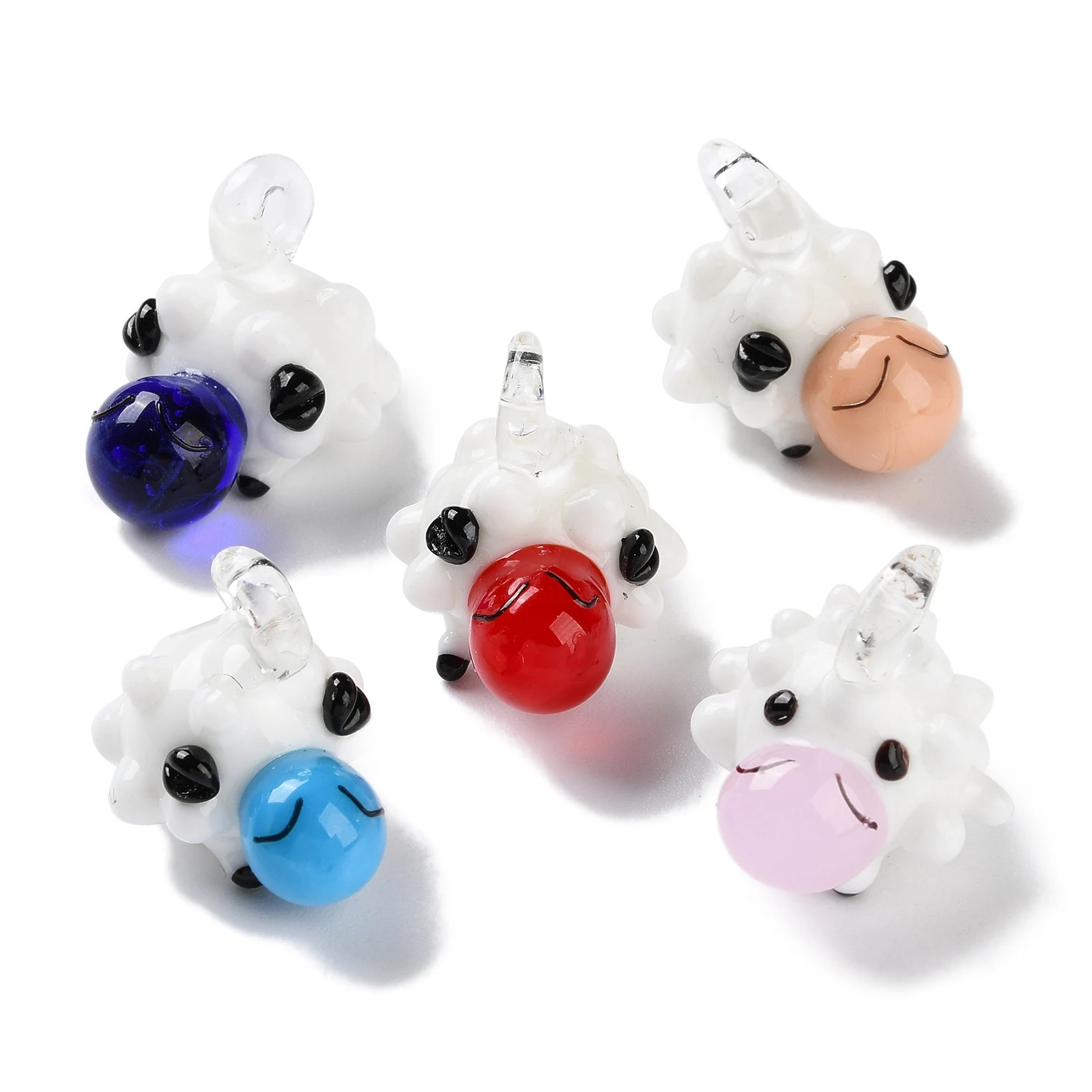 

10pcs Handmade Lampwork Pendants Sheep for Making DIY Jewelry Necklace Bracelet Eaeeing Keychain Charms Crafts Supplies Cute