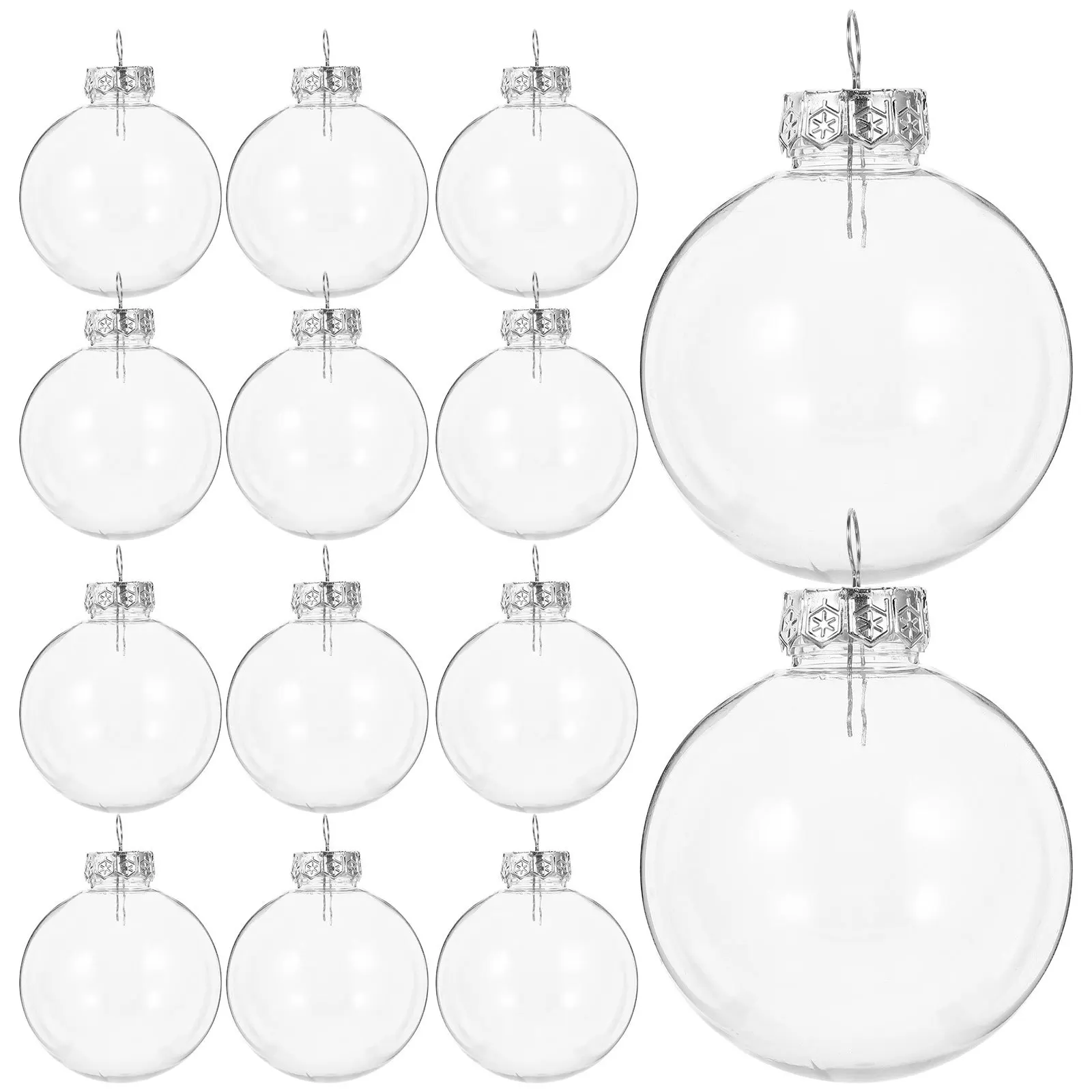 

25Pcs Transparent Ornament Balls 8Cm Clear Plastic Fillable Baubles Shatterproof Christmas Tree Hanging Decoration