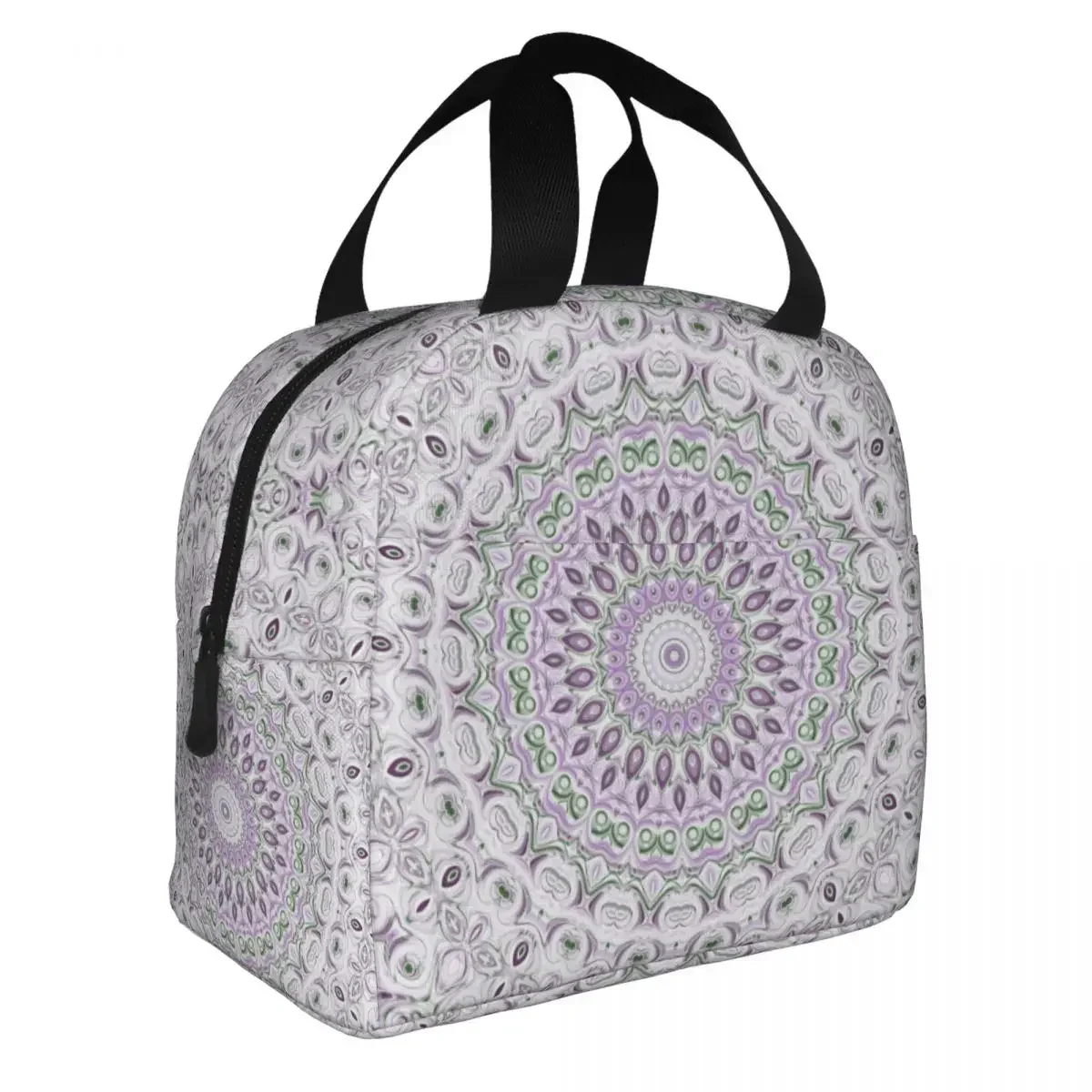 And Gray Medallion Lunch Bags Portable Insulated Oxford Cooler Mandala Thermal Picnic Work Lunch Box for Women Girl