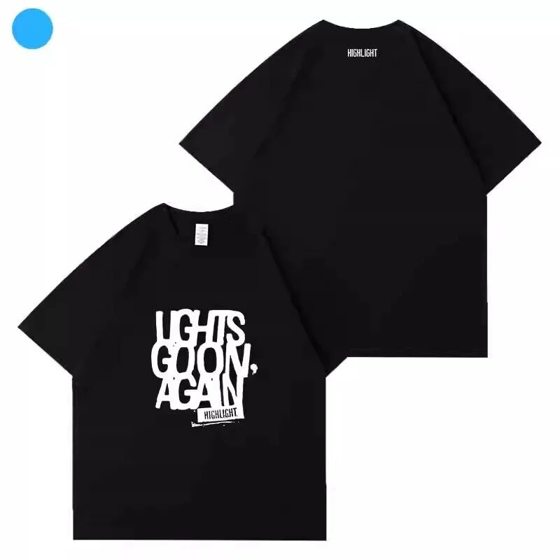 HIGHLIGHT Concert Lights Go On Again Same T-shirt Men Women Kpop Summer Cotton Short Sleeve Tee Korean Fashion Popular T Shirt