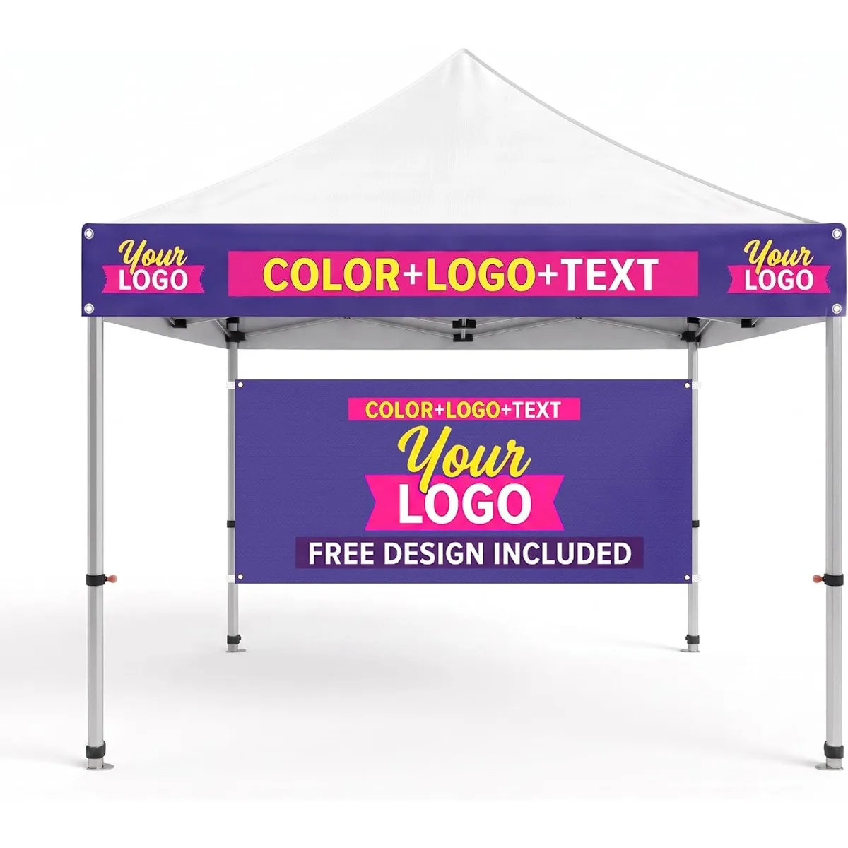 Custom 10x10 Canopy Banner Valance Set Personalized Tent Event Signs Oxford Fabric Dye Sublimation Printing Outdoor