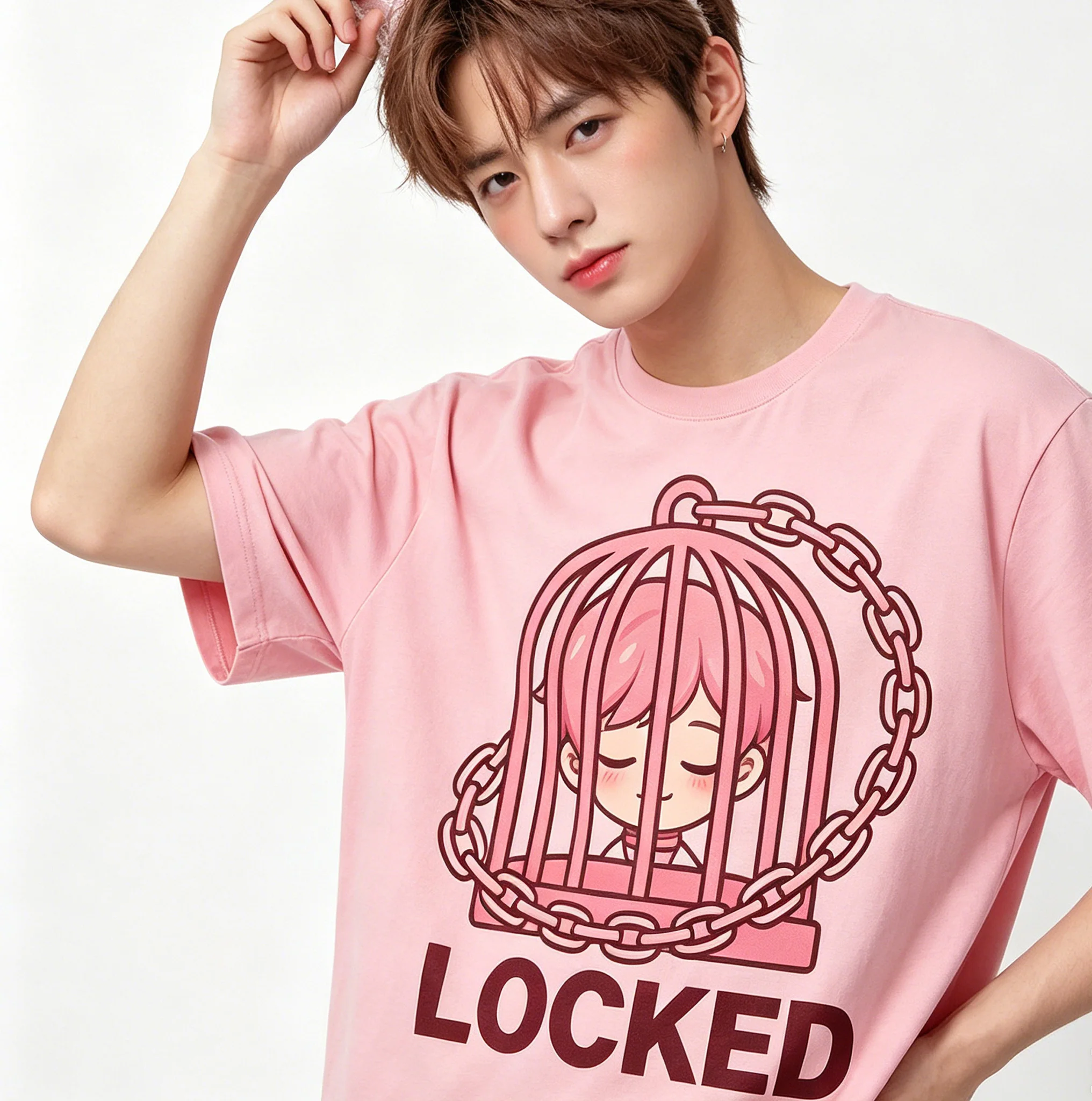 LGBT Mini Chastity Cage Black Tee Locked Submissive Femboy Cute Toy Catboy Restricted Otokonoko Pastel Street Top