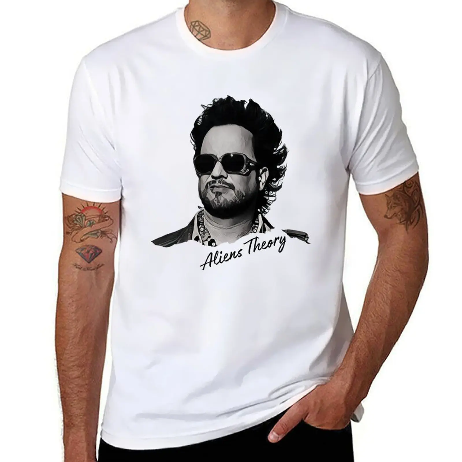 

Giorgio Tsoukalos Aliens Theory, UFO white T-Shirt cotton t shirts man 100% T-Shirt