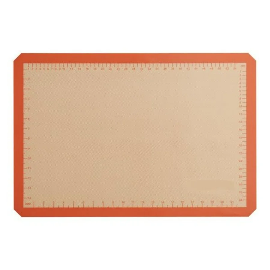 

Full Size Silicone Baking Mat, Orange, Non-Stick, 16.5 x 24.5 Inch, Heavy-Duty Fiberglass Construction with Measurements, for Ba