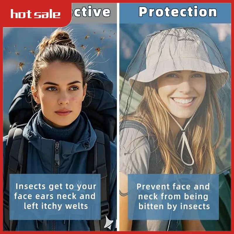 A50M-2 Pack Large Mosquito Net 99 X 66CM Mosquito Head Net Oversized Insect Netting Bug Fits Most Hats For Gardening