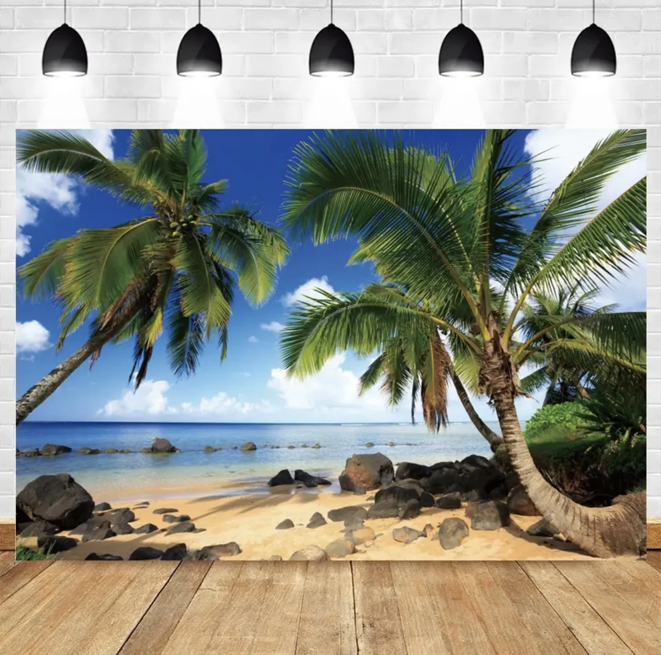 Halo Beach Coconut Grove Seaside background Summer seaside baby birthday party decoration Wedding photo vinyl background