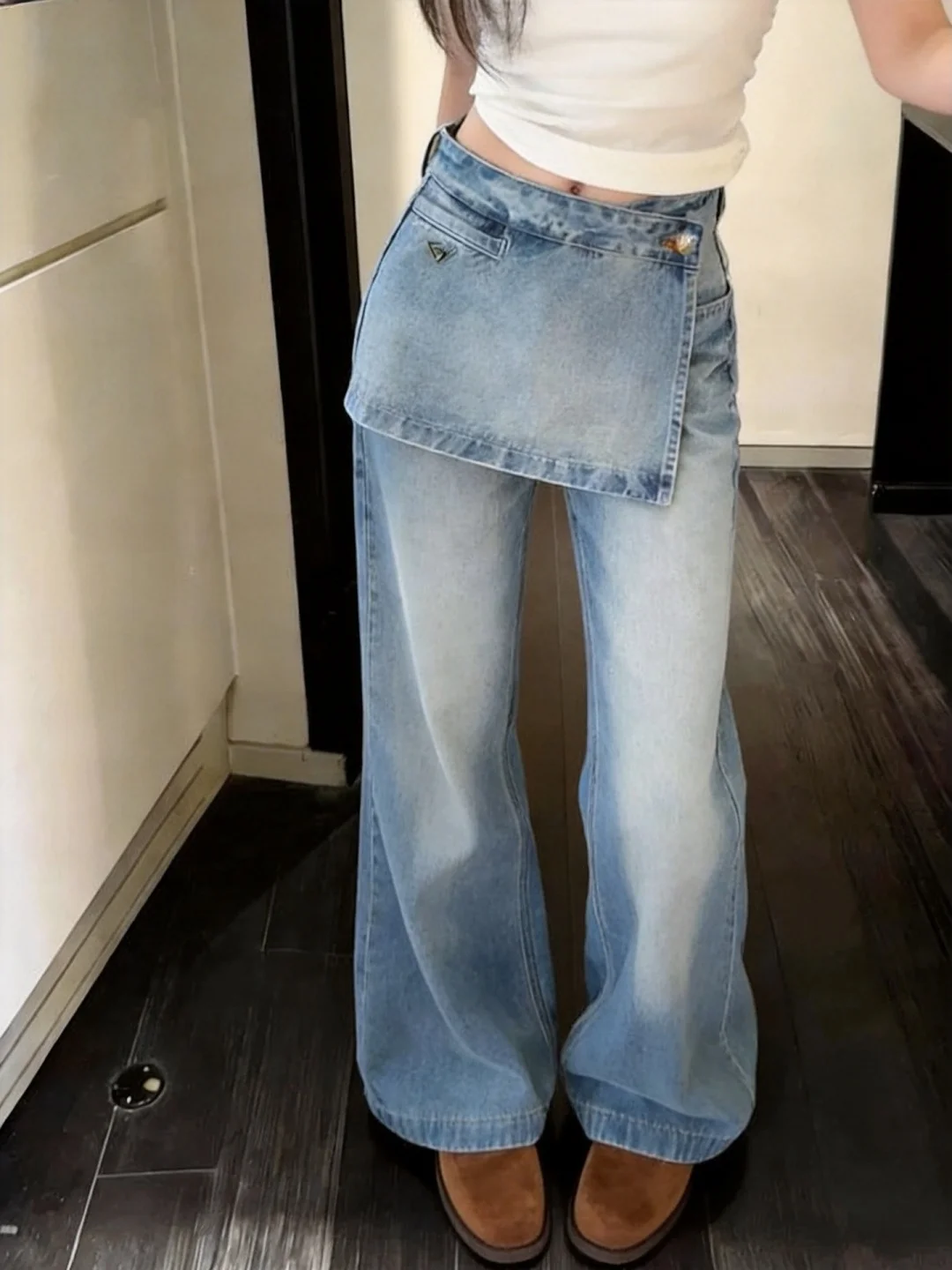 

Fashionable Casual High Waist Wide Leg Jeans Women's Summer New Style Straight Cut Long Pants Retro Washed Denim Loose Fit