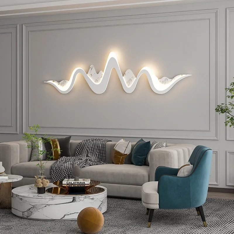 

Retro landscape living room background wall decoration wall lamp Nordic cream creative villa hotel atmosphere wall lamp