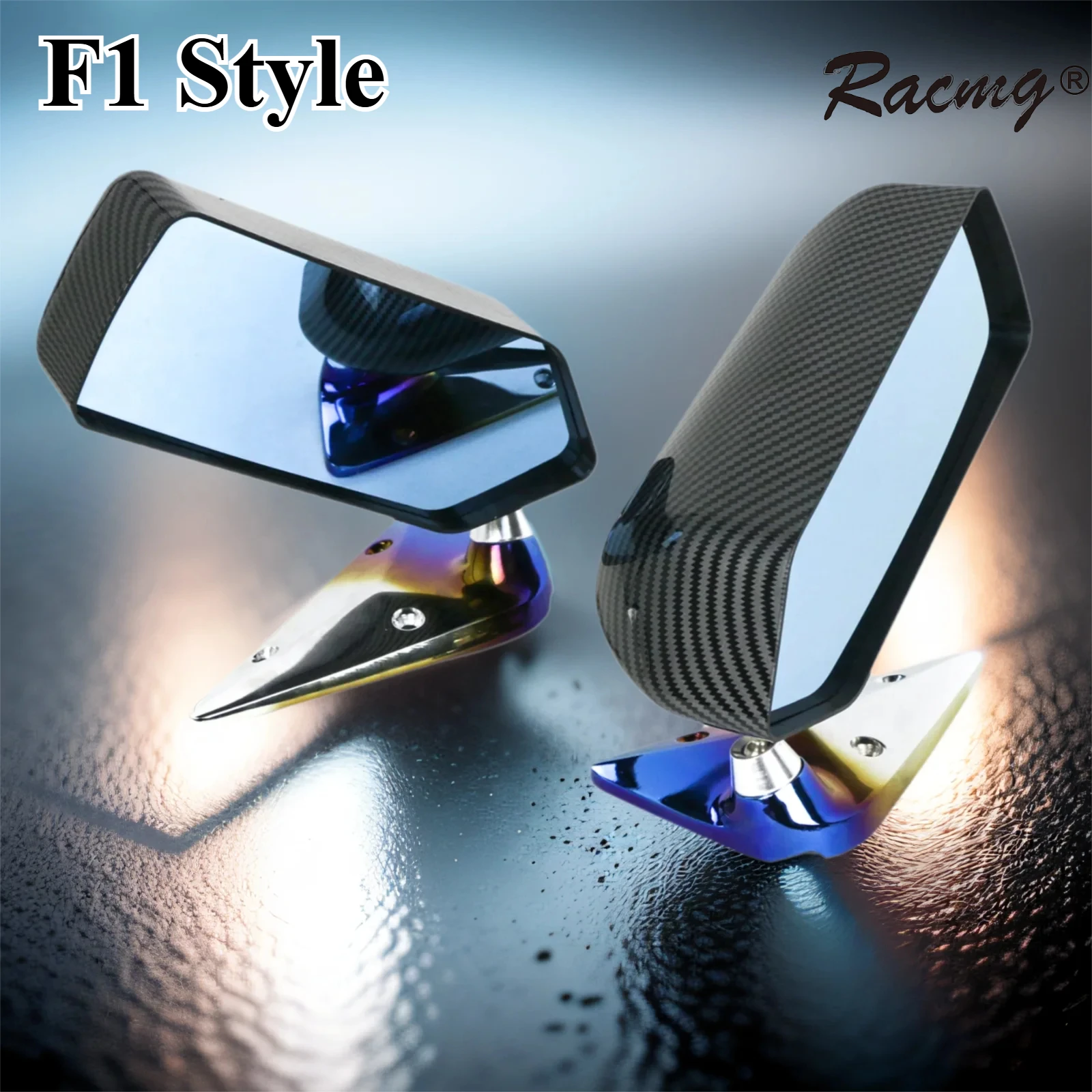 

F1 Style Car Rearview Side Mirror Craft Square Mirror Surface Metal Bracket Rear View Mirror Car Exterior Decoration