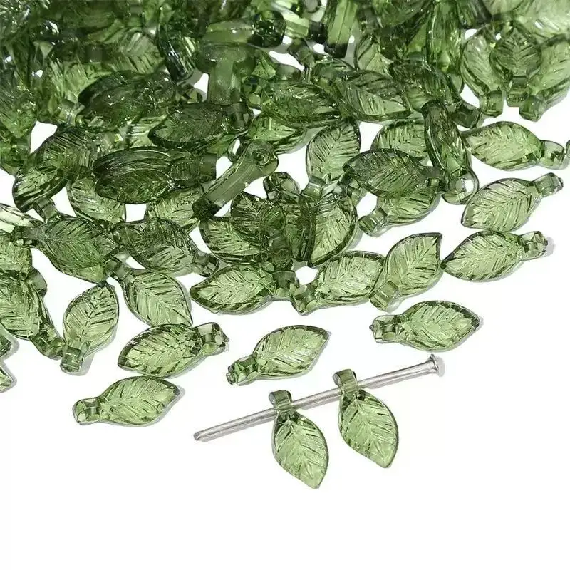 100pcs Mini Acrylic Leaf Shaped Charms Colored Leaves Spacer Beads for DIY Necklaces Bracelets Crafts Charms Jewelry Making - view 3